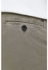TOMMY HILFIGER - Tommy Hilfiger spodnie z domieszką lnu kolor zielony w fasonie chinos. Kolor: zielony. Materiał: len #2