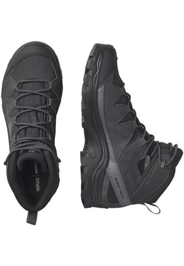 salomon - Buty trekkingowe męskie Salomon Quest Rove Mid Gtx. Wysokość cholewki: za kostkę. Zapięcie: sznurówki. Kolor: czarny. Materiał: guma, materiał, tkanina, syntetyk. Szerokość cholewki: normalna. Technologia: Gore-Tex