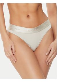 Calvin Klein Underwear Stringi 000QF7997E Beżowy. Kolor: beżowy. Materiał: bawełna #6