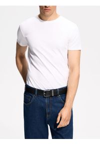 Reserved - T-shirt slim z bawełny pima - biały. Kolor: biały. Materiał: bawełna