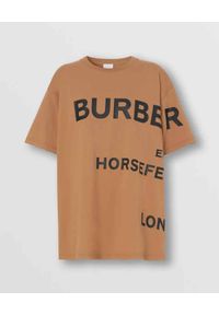 Burberry - BURBERRY - Bawełniana koszulka z nadrukiem Horseferry. Kolor: beżowy. Materiał: bawełna. Wzór: nadruk #2
