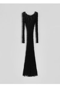 Reserved - Koronkowa sukienka maxi - czarny. Kolor: czarny. Materiał: koronka. Wzór: koronka. Długość: maxi