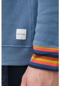 Paul Smith bluza bawełniana męska gładka. Kolor: niebieski. Materiał: bawełna. Wzór: gładki #4
