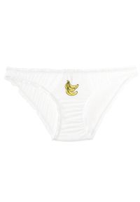 Intica - Figi z haftem owocowym z delikatnego materiału Anjana. Kolor: biały. Materiał: materiał. Wzór: haft