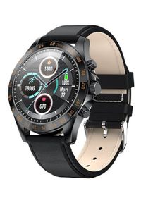 GARETT - Smartwatch Garett Men Style czarny, skórzany. Rodzaj zegarka: smartwatch. Kolor: czarny. Materiał: skóra. Styl: casual, elegancki, sportowy #1