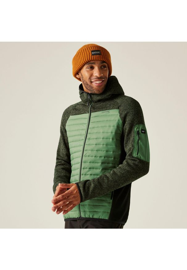 Regatta - Kurtka męska hybrydowa Newhill. Kolor: zielony. Materiał: puch. Sport: turystyka piesza