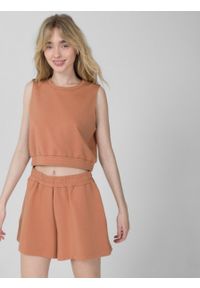 outhorn - Crop top z modalem damski - pomarańczowy. Kolor: pomarańczowy. Materiał: dzianina, poliester, wiskoza, elastan. Długość rękawa: na ramiączkach #5