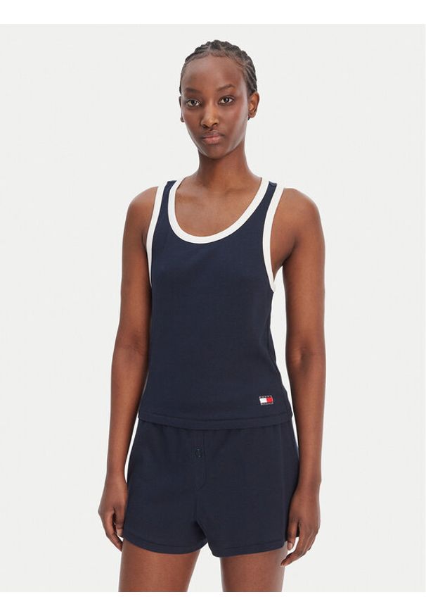 TOMMY HILFIGER - Tommy Hilfiger Top UW0UW06308 Granatowy Regular Fit. Kolor: niebieski. Materiał: bawełna