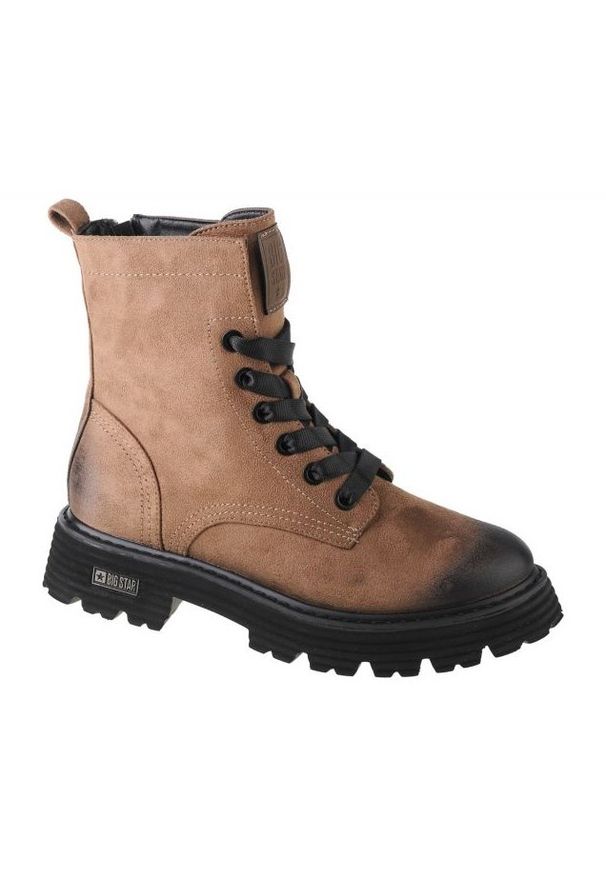 Big-Star - Buty Big Star Hiking Boots W KK274504 brązowe czarne. Zapięcie: sznurówki. Kolor: czarny, brązowy, wielokolorowy. Materiał: guma, syntetyk, skóra