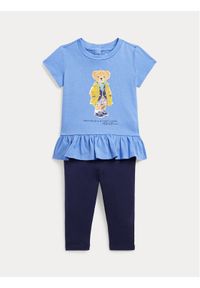 Polo Ralph Lauren Komplet bluzka i legginsy 310904084001 Niebieski Regular Fit. Kolor: niebieski