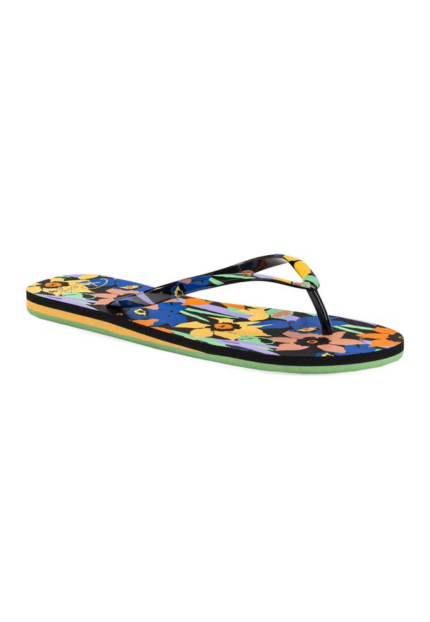 Roxy - Japonki plażowe damskie ROXY Portofino III. Okazja: na plażę. Kolor: czarny, wielokolorowy. Styl: sportowy
