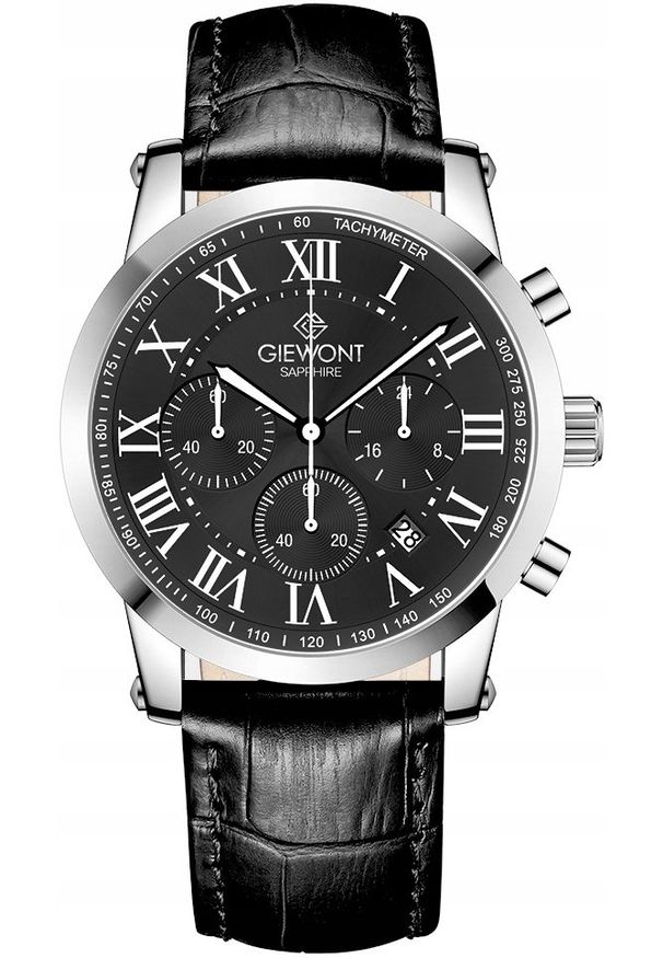 Zegarek Giewont Zegarek Męski Giewont Chronograph Sapphire Srebrno Czarny GW6260-A2. Kolor: czarny, srebrny, wielokolorowy