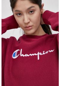 Champion Bluza damska kolor bordowy z aplikacją. Kolor: czerwony. Wzór: aplikacja