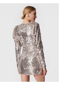 ROTATE Sukienka koktajlowa Sequin RT2259 Srebrny Slim Fit. Kolor: srebrny. Materiał: syntetyk. Styl: wizytowy #6