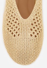 Born2be - Ciemnobeżowe Balerinki VICES z Plecioną Cholewką i Paskiem z Klamerką Nesaphise. Okazja: na co dzień. Zapięcie: pasek. Kolor: beżowy. Materiał: jeans, len. Szerokość cholewki: normalna. Styl: boho, wakacyjny, casual, klasyczny #6