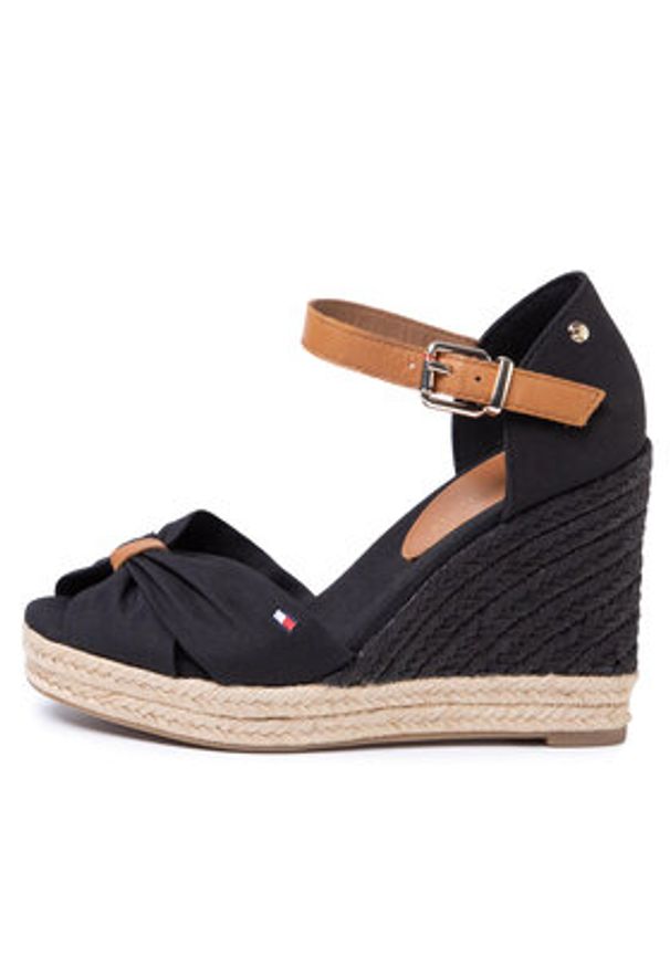 TOMMY HILFIGER - Tommy Hilfiger Espadryle Basic Opened Toe High Wedge FW0FW04784 Czarny. Kolor: czarny. Materiał: materiał