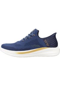 skechers - Buty do chodzenia męskie Skechers 210810WHT. Kolor: niebieski, żółty, wielokolorowy. Materiał: tkanina, materiał. Szerokość cholewki: normalna. Sport: turystyka piesza