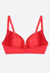 Born2be - Czerwony Gładki Biustonosz Zdobiony Kokardką Ocerien. Kolor: czerwony. Materiał: koronka. Wzór: aplikacja, gładki #2