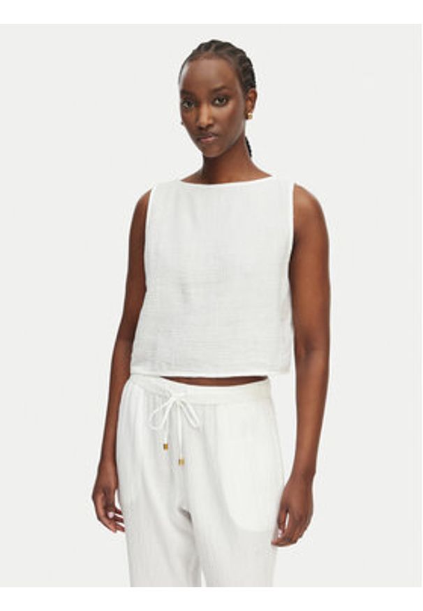 Lauren Ralph Lauren - LAUREN RALPH LAUREN Komplet top i spodnie Double Gauze 20617192 Biały Regular Fit. Kolor: biały. Materiał: bawełna