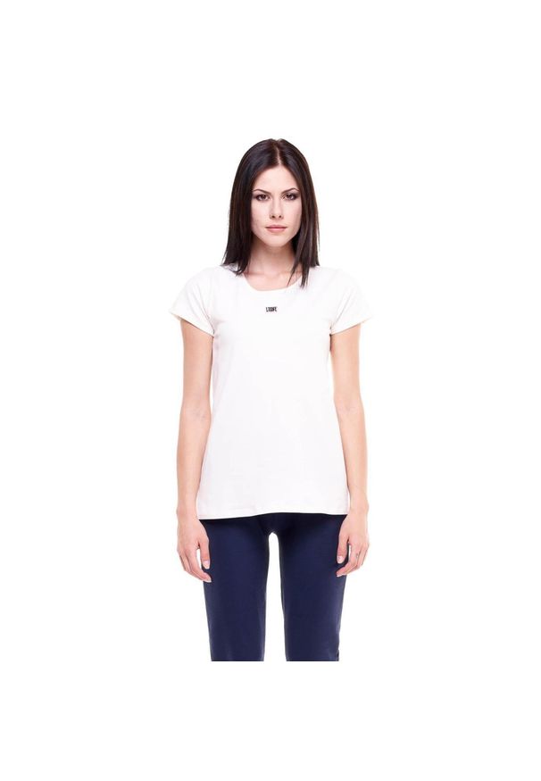 LEONE 1947 APPAREL - Podstawowy damski t-shirt z krótkim rękawem i okrągłym dekoltem. Kolor: biały. Materiał: tkanina. Długość rękawa: krótki rękaw. Długość: krótkie. Sport: fitness