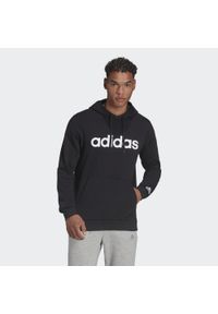 Adidas - adidas Essentials Linear Logo Hoodie, męska bluza. Kolor: czarny, wielokolorowy, biały. Materiał: bawełna, wiskoza, poliester