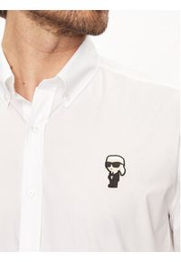 Karl Lagerfeld - KARL LAGERFELD Koszula 605911 542600 Biały Regular Fit. Typ kołnierza: dekolt w karo. Kolor: biały. Materiał: bawełna