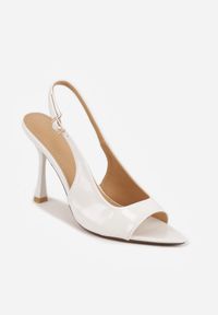 Born2be - Białe Lakierowane Sandały VICES na Szpilce z Wyciętą Cholewką Lagurinia. Okazja: na co dzień. Zapięcie: sprzączka. Kolor: biały. Materiał: lakier. Wzór: koronka. Obcas: na szpilce. Styl: casual #2