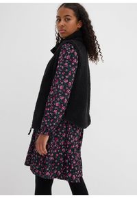 bonprix - Sukienka dżersejowa ze strukturalnej krepy. Kolor: czarny. Materiał: jersey. Wzór: kwiaty #3