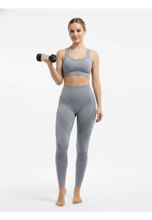 Sinsay - Legginsy z wysokim stanem i kontrastowymi wstawkami - szary. Stan: podwyższony. Kolor: szary