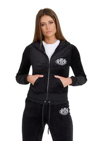 Juicy Couture - JUICY COUTURE Czarna bluza Heritage Dog Crest Robyn Hoodie. Kolor: czarny #4