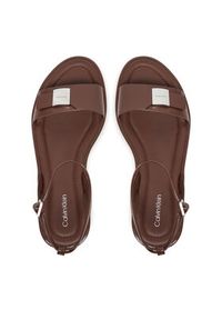 Calvin Klein Sandały Flat Sandal W/Ck Hw - Lth HW0HW02367 Brązowy. Kolor: brązowy. Materiał: skóra #3