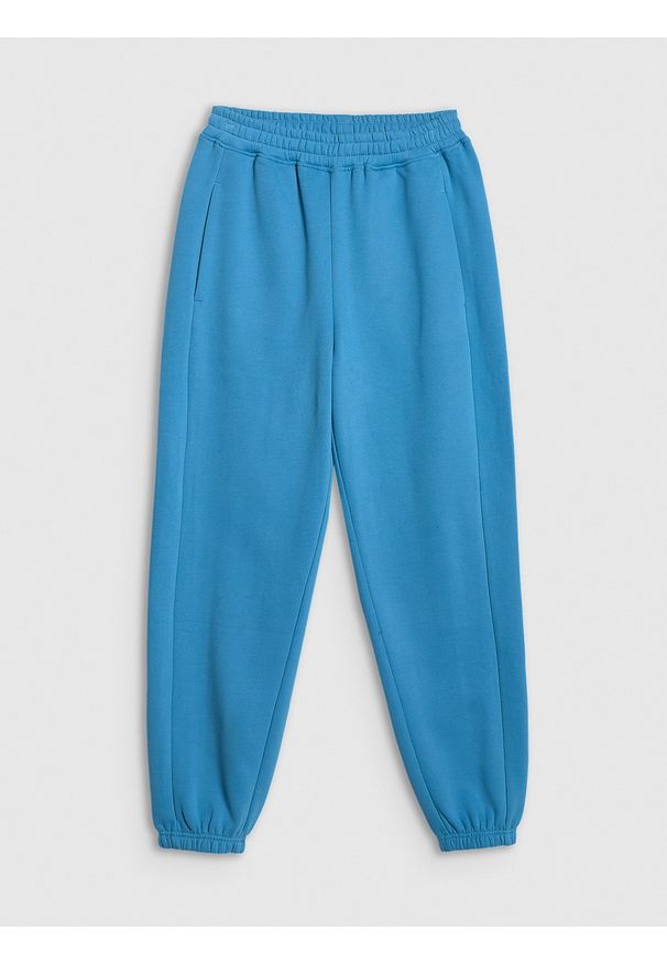 4f - 4F Spodnie dresowe joggery damskie - niebieskie XXL. Kolor: niebieski. Materiał: dresówka