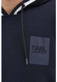 Karl Lagerfeld bluza 521900.705180 męska kolor granatowy z kapturem melanżowa. Typ kołnierza: kaptur. Kolor: niebieski. Materiał: materiał, dzianina. Wzór: melanż #5