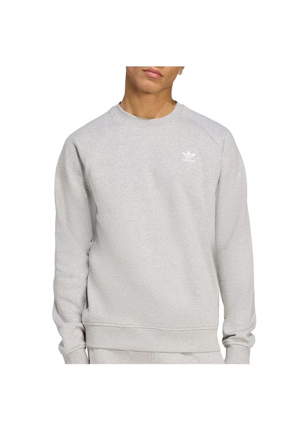 Adidas - Bluza męska adidas Originals Trefoil Essentials Crew JY6140 - szara. Typ kołnierza: bez kaptura. Kolor: szary. Materiał: bawełna, poliester. Długość rękawa: raglanowy rękaw. Styl: sportowy, klasyczny
