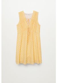 mango - Mango Sukienka MINA kolor żółty mini rozkloszowana. Kolor: żółty. Materiał: włókno, materiał. Długość rękawa: na ramiączkach. Typ sukienki: rozkloszowane. Długość: mini #3