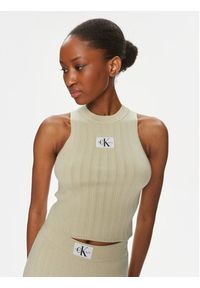 Calvin Klein Jeans Top Label J20J223151 Zielony Slim Fit. Kolor: zielony. Materiał: lyocell #6