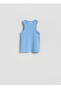 Reserved - Bawełniany top - jasnoniebieski. Kolor: niebieski. Materiał: bawełna