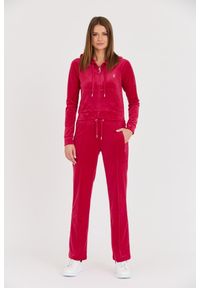 Juicy Couture - JUICY COUTURE Różowe spodnie dresowe Tina Track Pants. Kolor: różowy. Materiał: dresówka