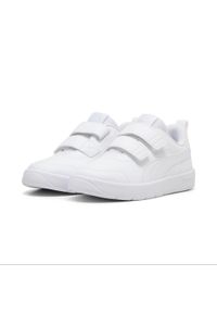 Puma - Dziecięce sneakersy Courtflex V3 PUMA White Silver Mist Gray. Kolor: szary, biały, wielokolorowy. Materiał: materiał, syntetyk