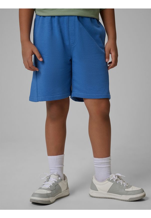 4f - 4F Spodenki dresowe chłopięce - niebieskie 158 (12-13 lat). Okazja: na co dzień. Kolor: niebieski. Materiał: dresówka. Sezon: lato. Styl: casual, elegancki