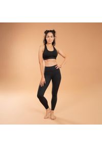 KIMJALY - Legginsy Do Jogi Dynamicznej Damskie Czarne Kimjaly. Kolor: czarny. Materiał: elastan, materiał, poliester. Sport: joga i pilates