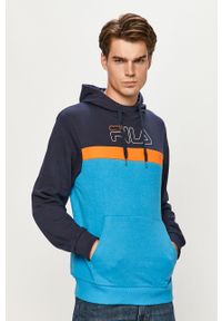 Fila - Bluza. Okazja: na co dzień. Typ kołnierza: kaptur. Kolor: niebieski. Materiał: bawełna, poliester, wiskoza, dzianina. Wzór: nadruk. Styl: casual #1