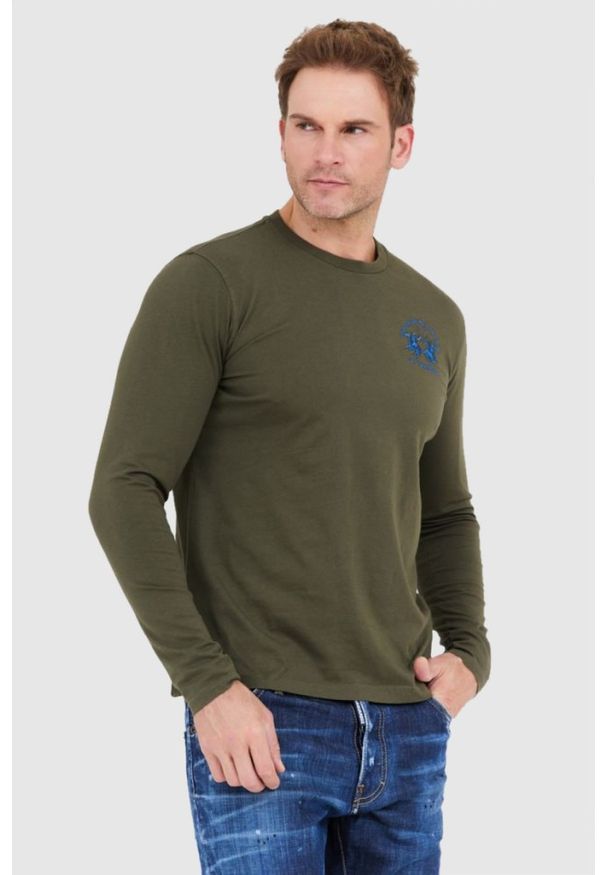 La Martina - LA MARTINA Zielony longsleeve męski z bawełny, Rozmiar XXL. Kolor: zielony. Materiał: bawełna. Długość rękawa: długi rękaw