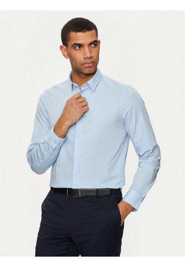 Calvin Klein Koszula K10K110856 Niebieski Slim Fit. Kolor: niebieski. Materiał: bawełna