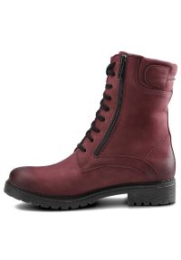Bordowe Botki Damskie Simen Modne Skórzane Buty. Zapięcie: sznurówki. Kolor: czerwony. Materiał: skóra. Sezon: zima, jesień. Styl: klasyczny #7