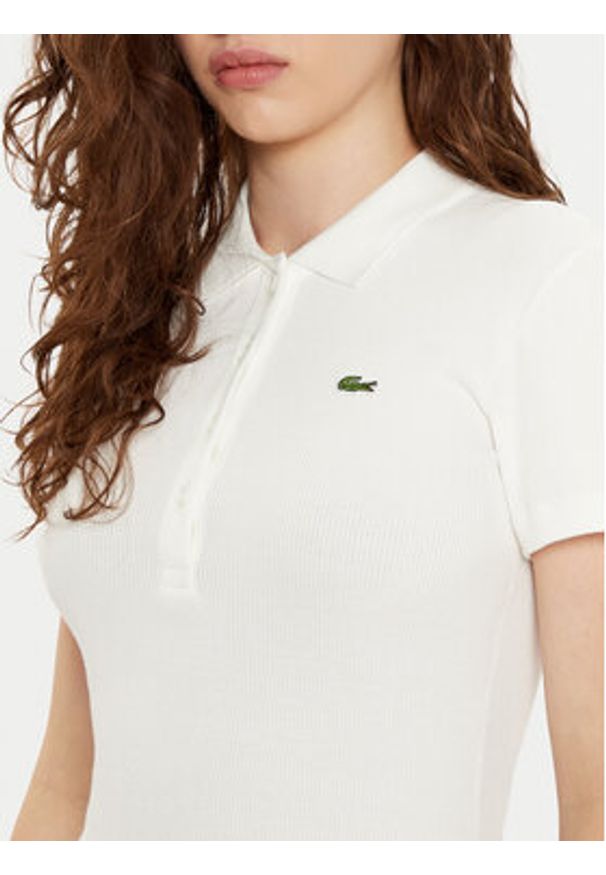 Lacoste Polo DF5377 Écru Slim Fit. Typ kołnierza: polo. Materiał: bawełna