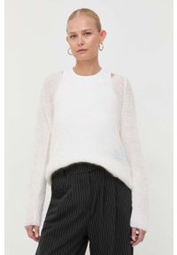 Max Mara Leisure sweter wełniany damski kolor beżowy lekki. Kolor: beżowy. Materiał: wełna. Długość rękawa: raglanowy rękaw. Wzór: ze splotem #5