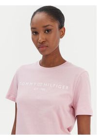 TOMMY HILFIGER - Tommy Hilfiger T-Shirt Logo WW0WW40276 Różowy Regular Fit. Kolor: różowy. Materiał: bawełna #5