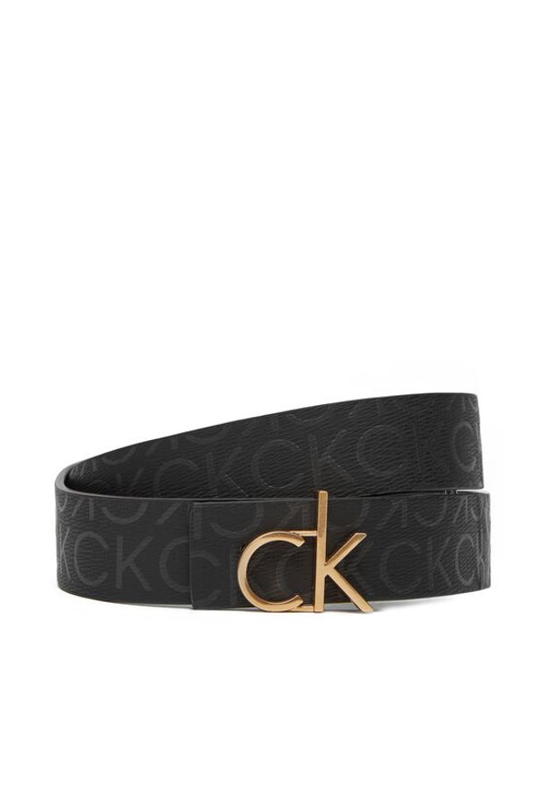 Calvin Klein Pasek Damski Ck Buckle Reversible Belt 30Mm Mono LV04F7038G Czarny. Kolor: czarny. Materiał: skóra