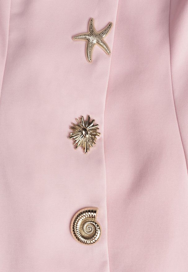 Born2be - Różowa Sukienka Taliowana Wiązana na Szyi z Ozdobnymi Guzikami Cilamene. Okazja: na co dzień. Kolor: różowy. Materiał: poliester. Wzór: aplikacja. Styl: elegancki, klasyczny, casual